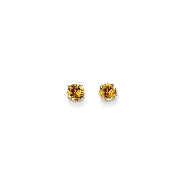 Curata 14k White Gold 4mm Citrine Stud Earrings