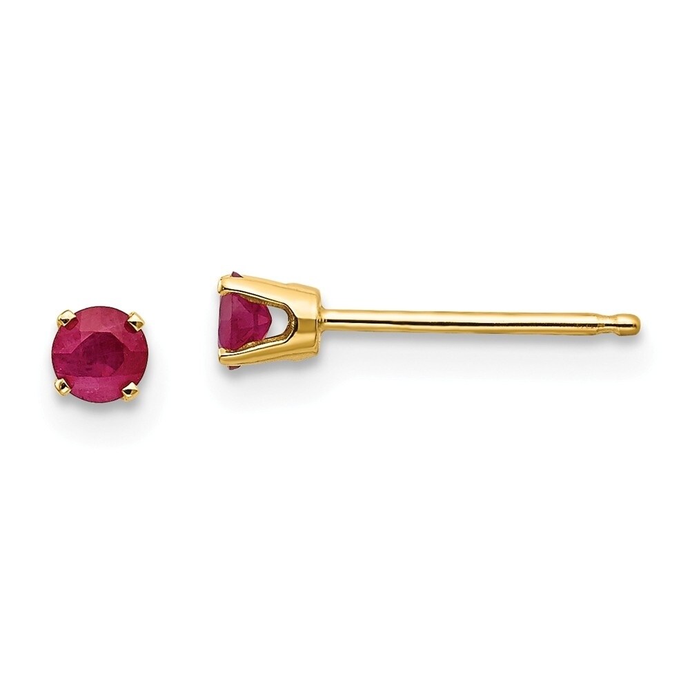 Curata 14k Yellow Gold 3mm Round July Birthstone Ruby Post Curata 14k Yellow Gold 3mm Round