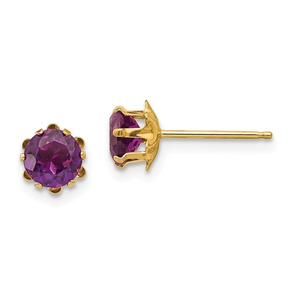 Curata 14k Yellow Gold 5mm Synthetic Alexandrite Earrings 5x5mm Curata 14k Yellow Gold 5mm Synthetic Alexandrite Earrings 5x5mm