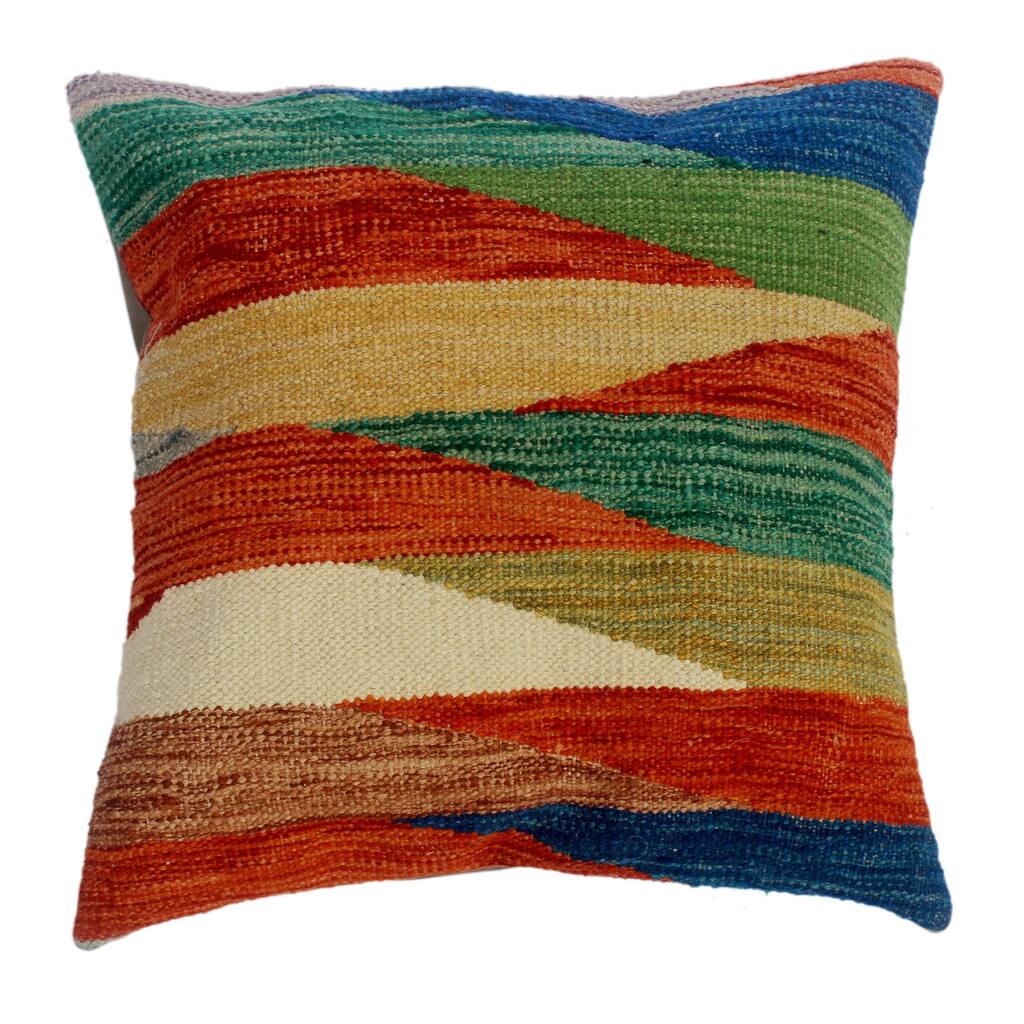 Denny Rust/Ivory Hand-Woven Kilim Throw Pillow(18"x18")