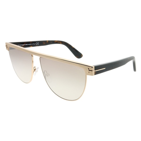 Tom Ford Rectangle TF 570 Stephanie 28G Women Shiny Rose Gold Frame Brown Mirror Gradient Lens Sunglasses. Opens flyout.
