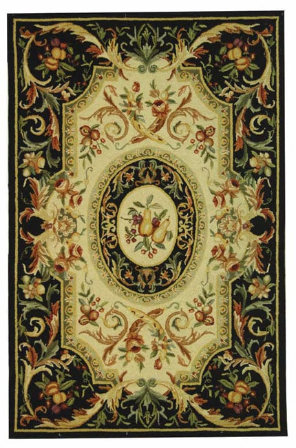 Hand hooked Fruit Harvest Black Wool Area Rug (6 X 9)