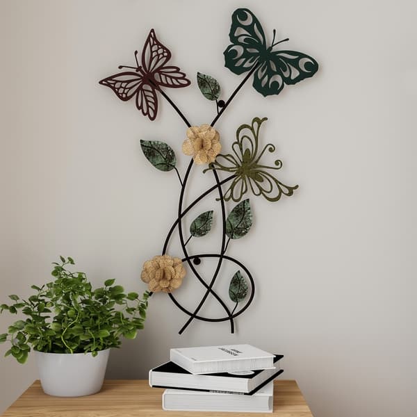 Garden Butterfly Metal Wall Art- Hand Painted Decorative 3D Butt