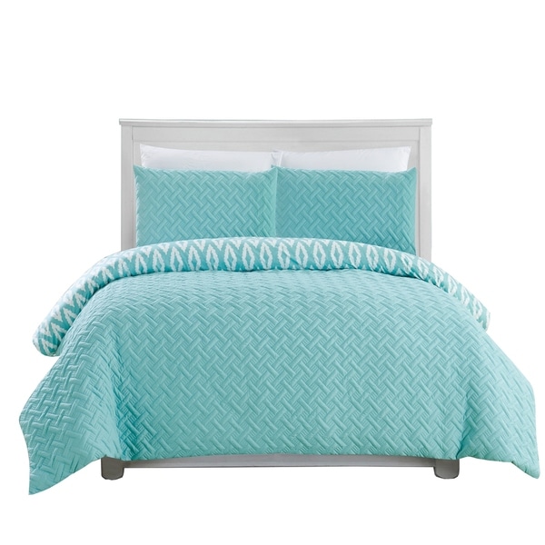 BEAUTIFUL MODERN REVERSIBLE TEAL BLUE AQUA BED IN A BAG COMFORTER SET /& SHEETS