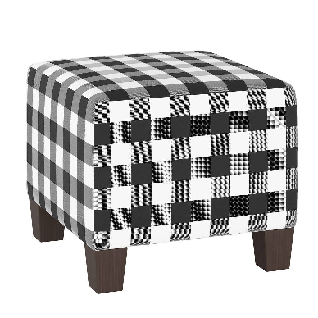 Skyline Furniture Square Ottoman in Classic Gingham Black