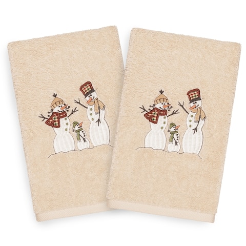 Authentic Hotel and Spa Turkish Cotton Snowmen Beige Set of 2 Hand Towels
