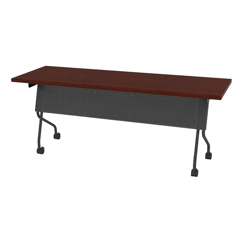 Flip-Top Training Table 72 x 24 with Titanium Frame - Mahogany