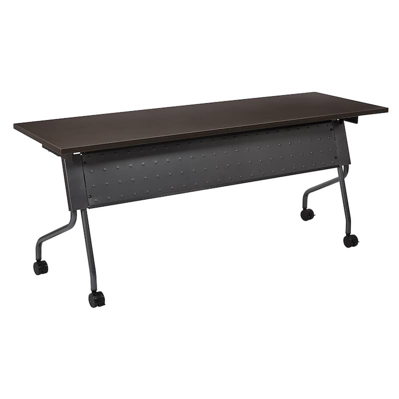 Flip-Top Training Table 72 x 24 with Titanium Frame - Espresso