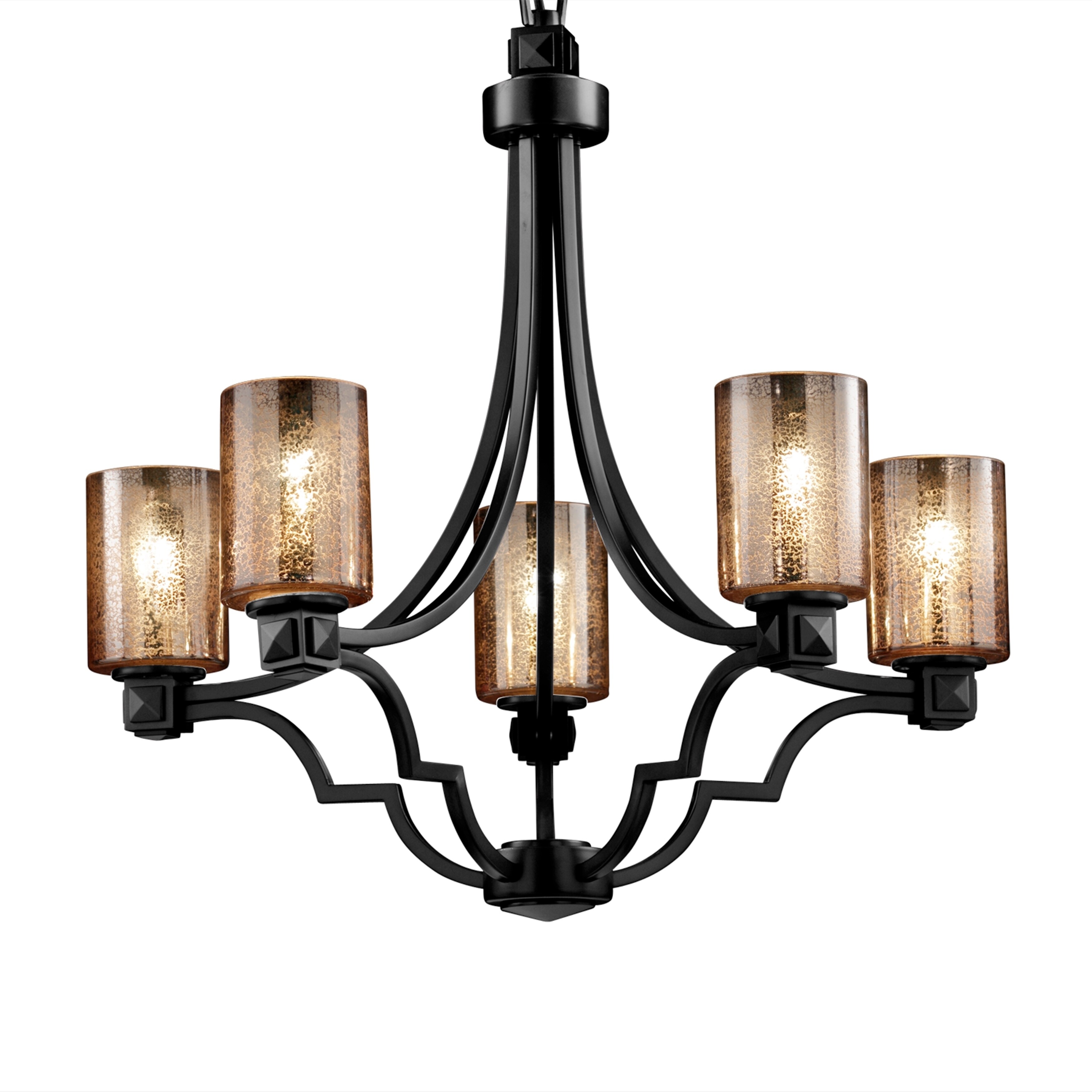 Justice Design Group Fusion Argyle 5-light Dark Bronze Chandelier, Mercury Glass Cylinder w/ Flat Rim Shade - Chandeliers For Bedrooms by Overstock.com