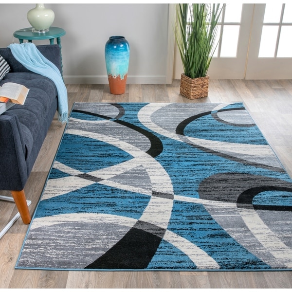 Shop OSTI Blue Contemporary Shapes Area Rug - 7'10 x 10 ...