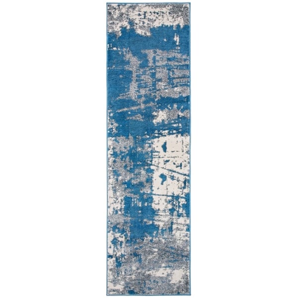 World Rug Gallery Distressed Modern Abstract Area Rug - Blue 5' x 7