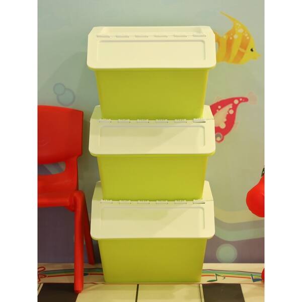 Large Green Plastic Stackable Storage Bins Set Of 3 Green Plastic Stackable Storage Bins