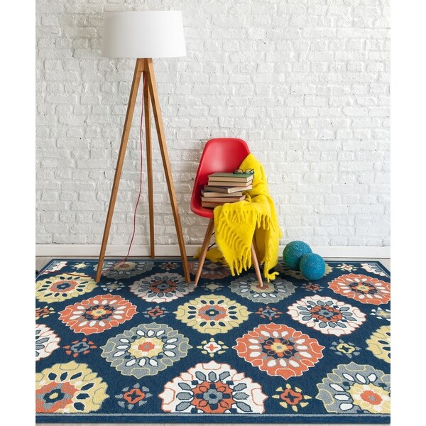 San Mateo Multi-purpose Blue-Orange Rug - 4' x 6'