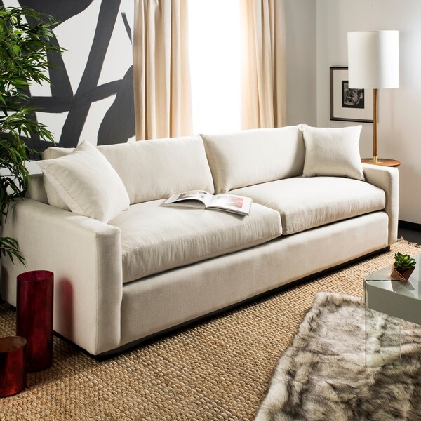 Safavieh Couture Faustina Contemporary Sand Leather Sofa On Safavieh Couture Faustina Contemporary Sand Leather Sofa
