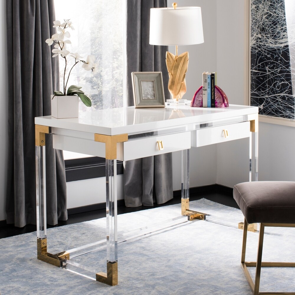 Safavieh  Couture Dariela Acrylic Desk - White / Gold