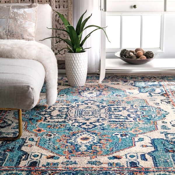 The Curated Nomad Blue Beulah Vintage Oriental Area Rug - 6'7" x 9'