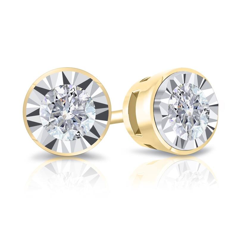Auriya Round 1/6cttw Bezel Set Diamond Stud Earrings 14K Gold