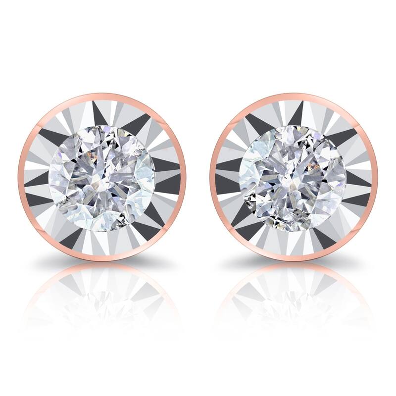 Auriya Round 5/8cttw Bezel Set Diamond Stud Earrings 14K Gold (G-H, I2-I3)