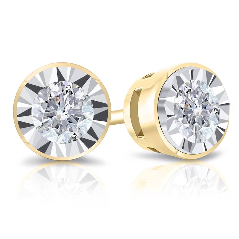 Auriya Round 5/8cttw Bezel Set Diamond Stud Earrings 14K Gold (G-H, I2-I3)