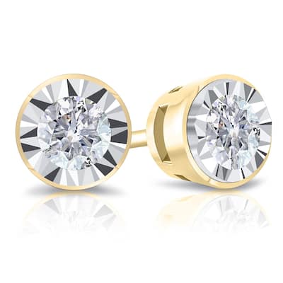 Auriya Round 5/8cttw Bezel Set Diamond Stud Earrings 14K Gold (G-H, I2-I3)