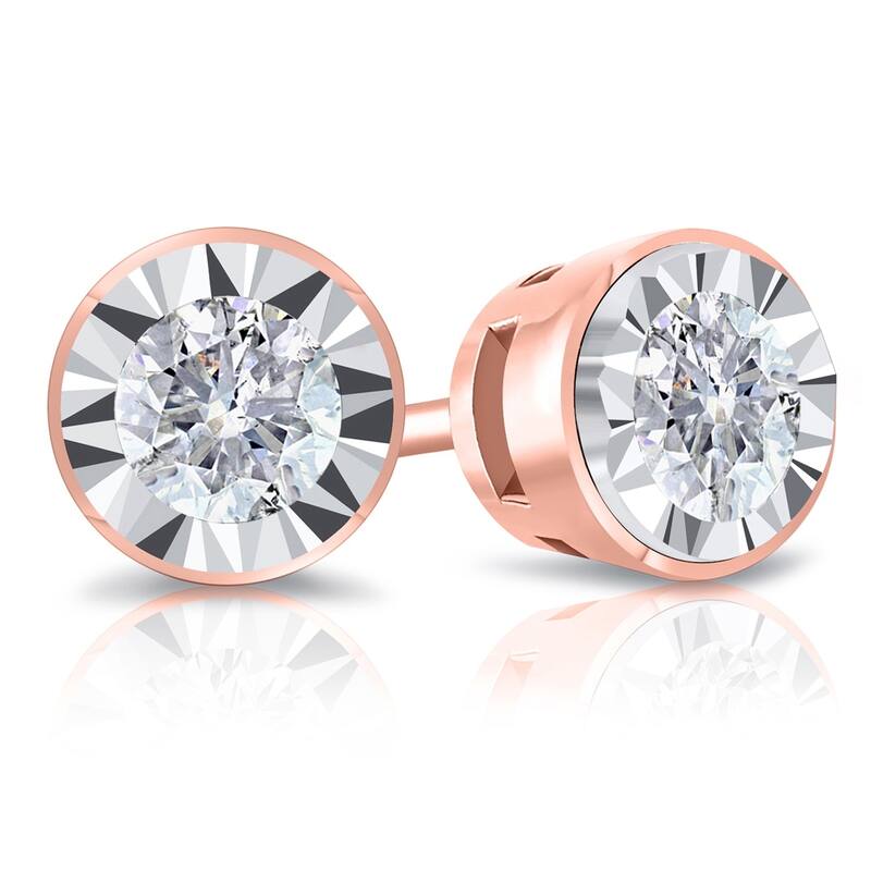 Auriya Round 5/8cttw Bezel Set Diamond Stud Earrings 14K Gold (G-H, I2-I3)