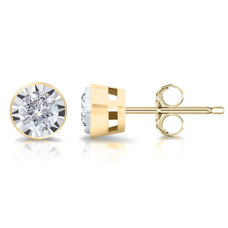 Auriya Round 5/8cttw Bezel Set Diamond Stud Earrings 14K Gold (G-H, I2-I3)