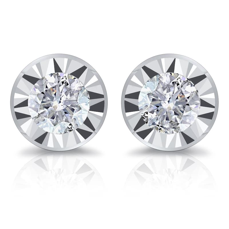 Auriya Round 5/8cttw Bezel Set Diamond Stud Earrings 14K Gold (G-H, I2-I3)