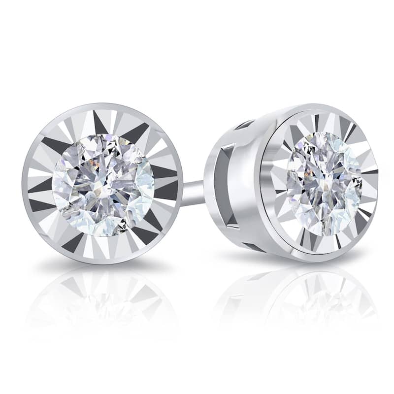 Auriya Round 5/8cttw Bezel Set Diamond Stud Earrings 14K Gold (G-H, I2-I3)