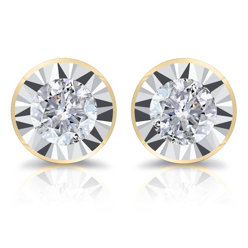 Auriya Round 5/8cttw Bezel Set Diamond Stud Earrings 14K Gold (G-H, I2-I3)