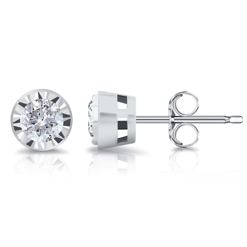 Auriya Round 5/8cttw Bezel Set Diamond Stud Earrings 14K Gold (G-H, I2-I3)