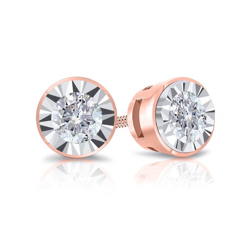 Auriya Round 1/6cttw Bezel Set Diamond Stud Earrings 14K Gold (G-H, I2-I3)