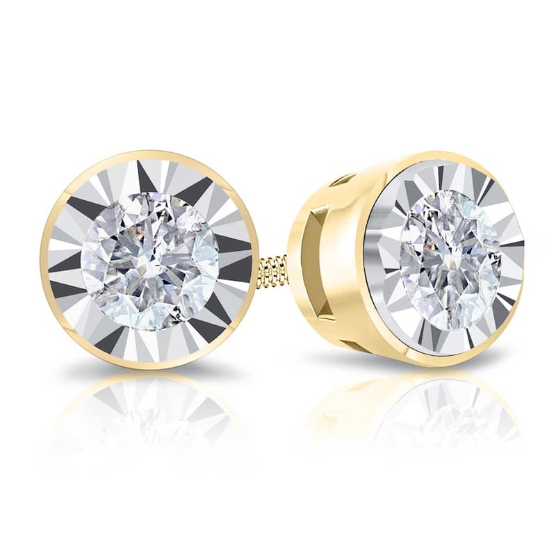 Auriya Round 5/8cttw Bezel Set Diamond Stud Earrings 14K Gold