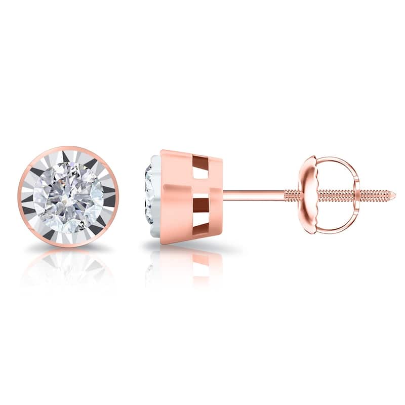 Auriya Round 5/8cttw Bezel Set Diamond Stud Earrings 14K Gold