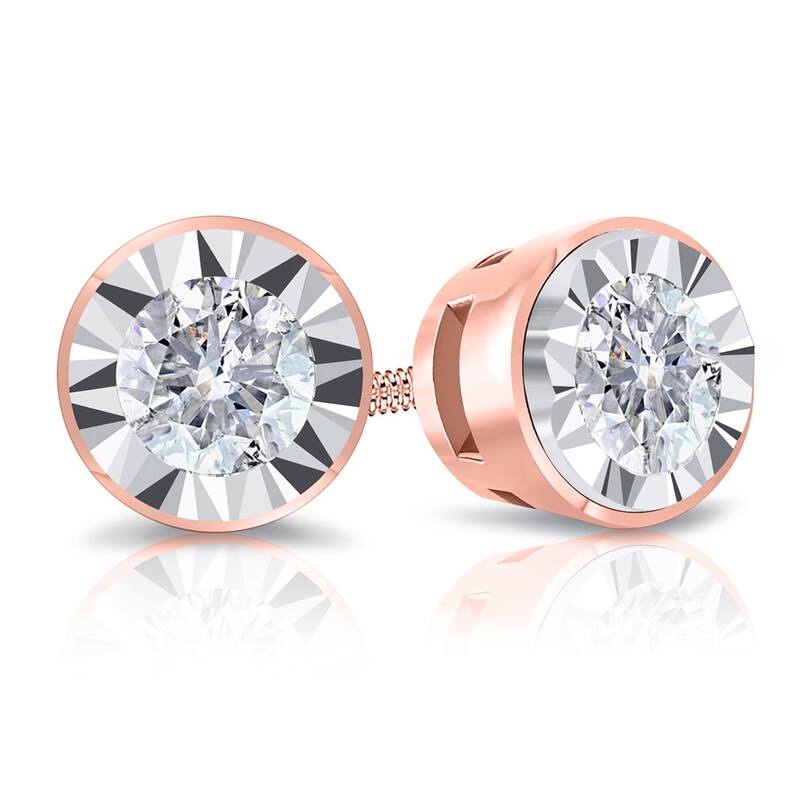 Auriya Round 5/8cttw Bezel Set Diamond Stud Earrings 14K Gold