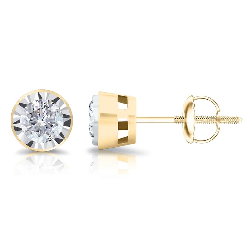 Auriya Round 5/8cttw Bezel Set Diamond Stud Earrings 14K Gold