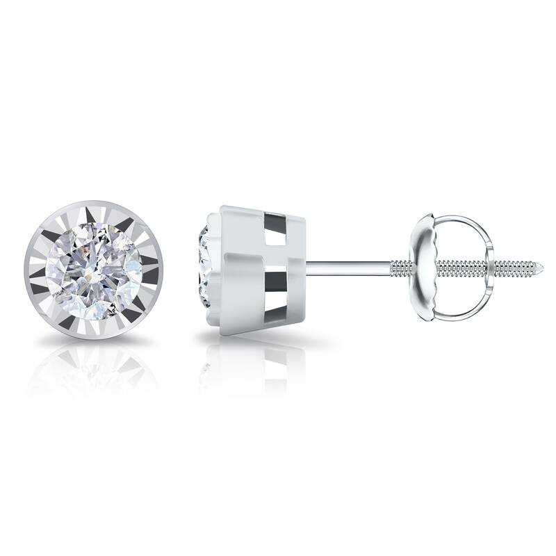 Auriya Round 5/8cttw Bezel Set Diamond Stud Earrings 14K Gold
