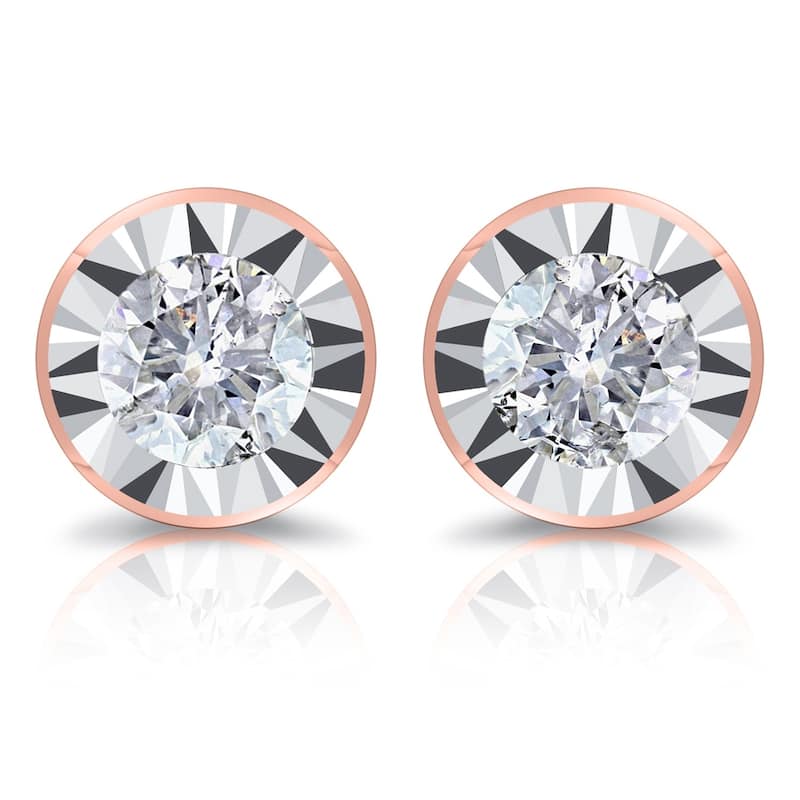 Auriya Round 5/8cttw Bezel Set Diamond Stud Earrings 14K Gold
