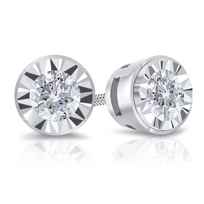 Auriya Round 5/8cttw Bezel Set Diamond Stud Earrings 14K Gold