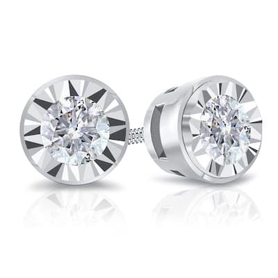Auriya Round 5/8cttw Bezel Set Diamond Stud Earrings 14K Gold