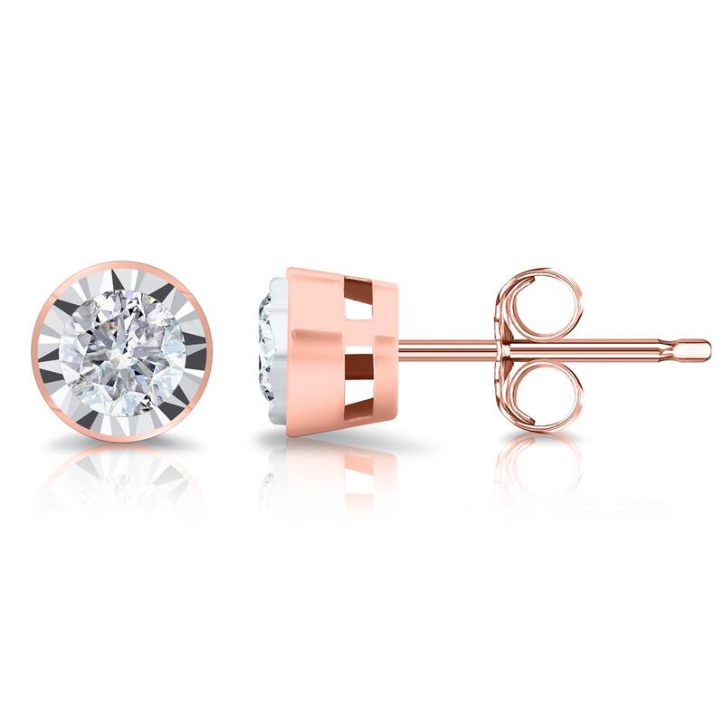 Auriya Round 1/2cttw Bezel Set Diamond Stud Earrings 14K Gold