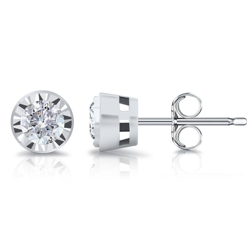 Auriya Round 1/2cttw Bezel Set Diamond Stud Earrings 14K Gold