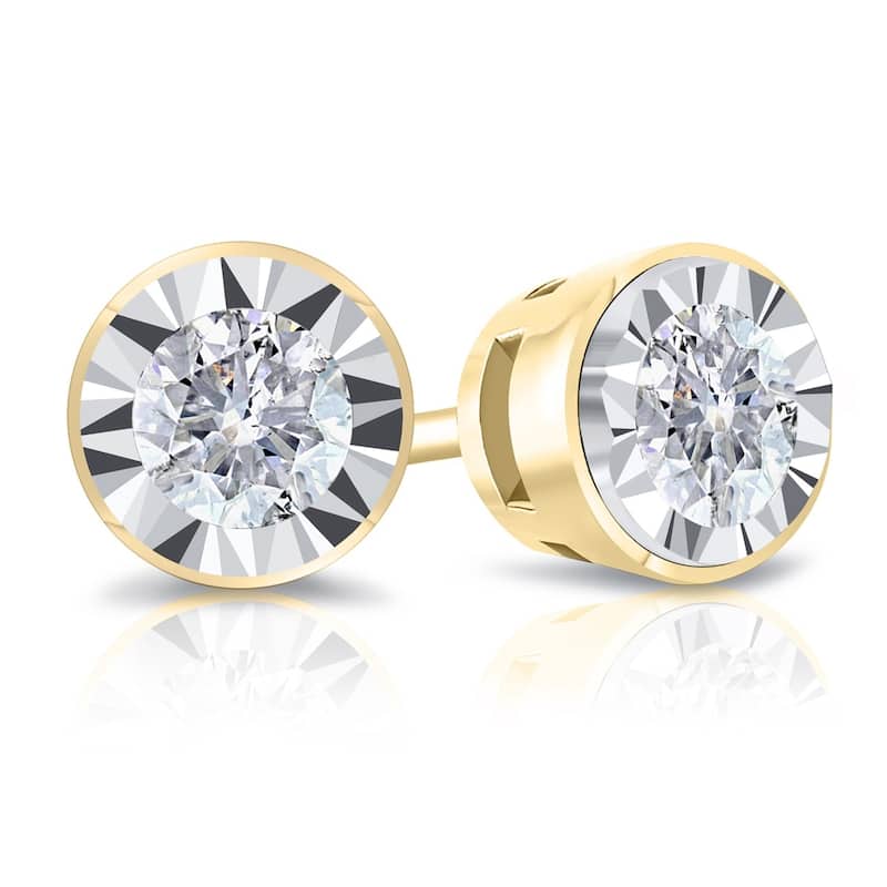 Auriya Round 1/2cttw Bezel Set Diamond Stud Earrings 14K Gold