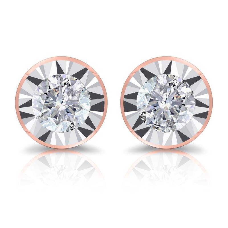 Auriya Round 1/5cttw Bezel Set Diamond Stud Earrings 14K Gold