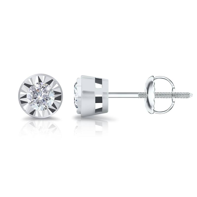 Auriya Round 1/2cttw Bezel Set Diamond Stud Earrings 14K Gold