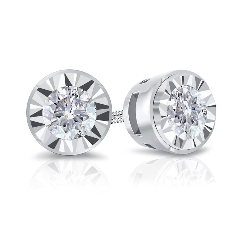 Auriya Round 1/2cttw Bezel Set Diamond Stud Earrings 14K Gold
