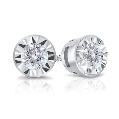 Auriya Round 1/2cttw Bezel Set Diamond Stud Earrings 14K Gold