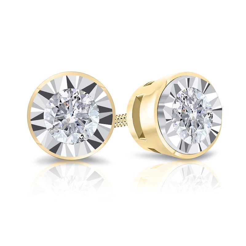 Auriya Round 1/2cttw Bezel Set Diamond Stud Earrings 14K Gold
