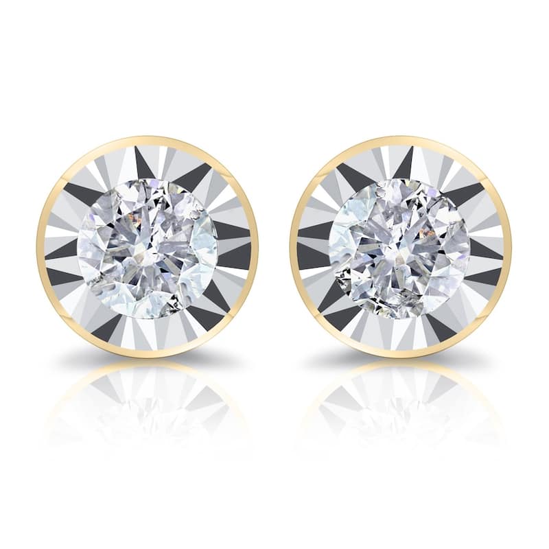 Auriya Round 1/2cttw Bezel Set Diamond Stud Earrings 14K Gold