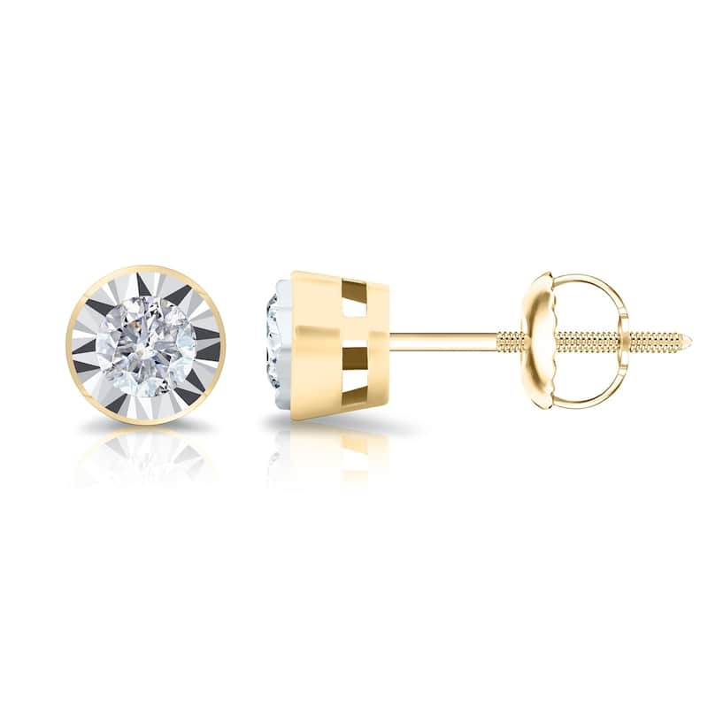 Auriya Round 1/2cttw Bezel Set Diamond Stud Earrings 14K Gold
