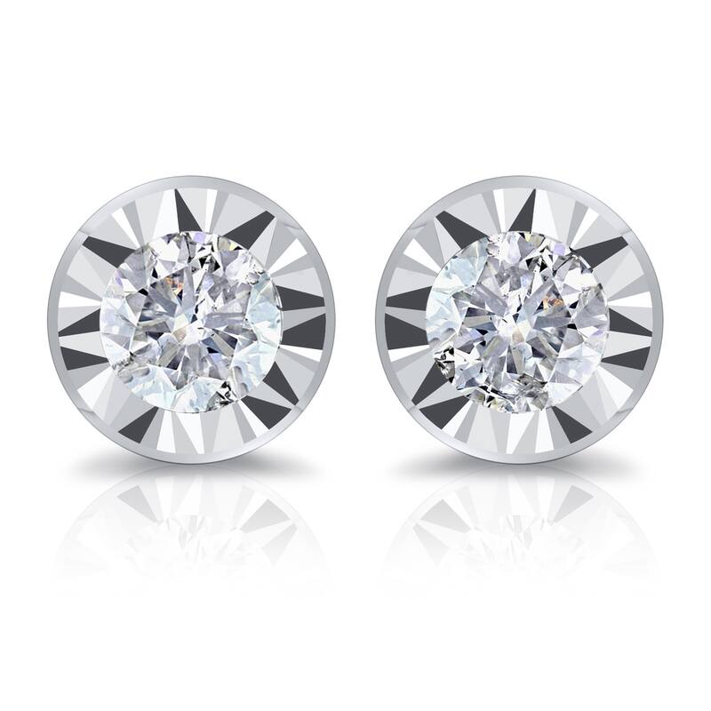 Auriya Round 1/5cttw Bezel Set Diamond Stud Earrings 14K Gold (G-H, I2-I3)